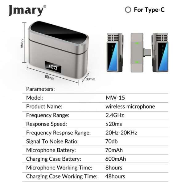 Jmary MW-15 Dual Wireless Microphone System Type-C for Mobile
