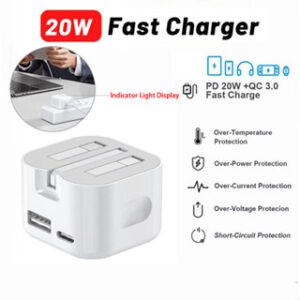 Apple 20W PD Charger: Rapid Charging, Three-Prong Design
